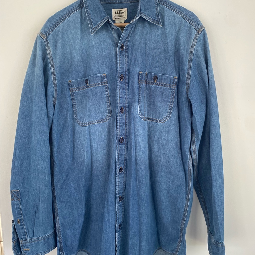 L.L. Bean Traditional Fit Blue Denim Shirt